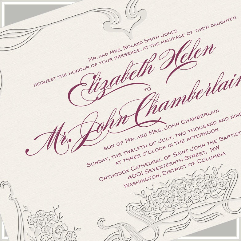 Letterpress Wedding Invitation - Nouveau