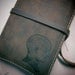 Leather journal or sketchbook featuring  free personalization diagrammed head