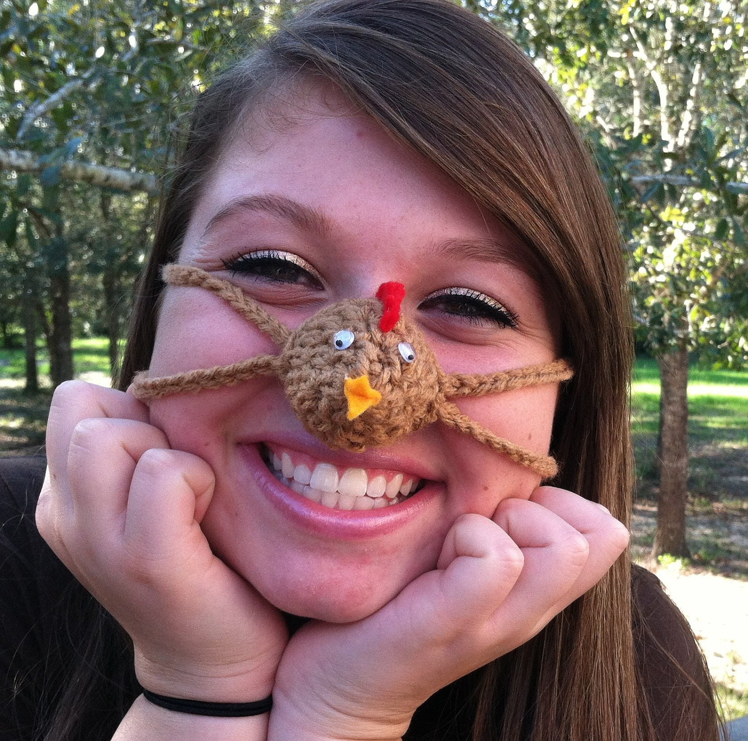 Brown Chicken Nose Warmer, Nose Cozy, Crocheted, Tween, Teen, Adult, Unisex, Nose Mitten, Fun Gift