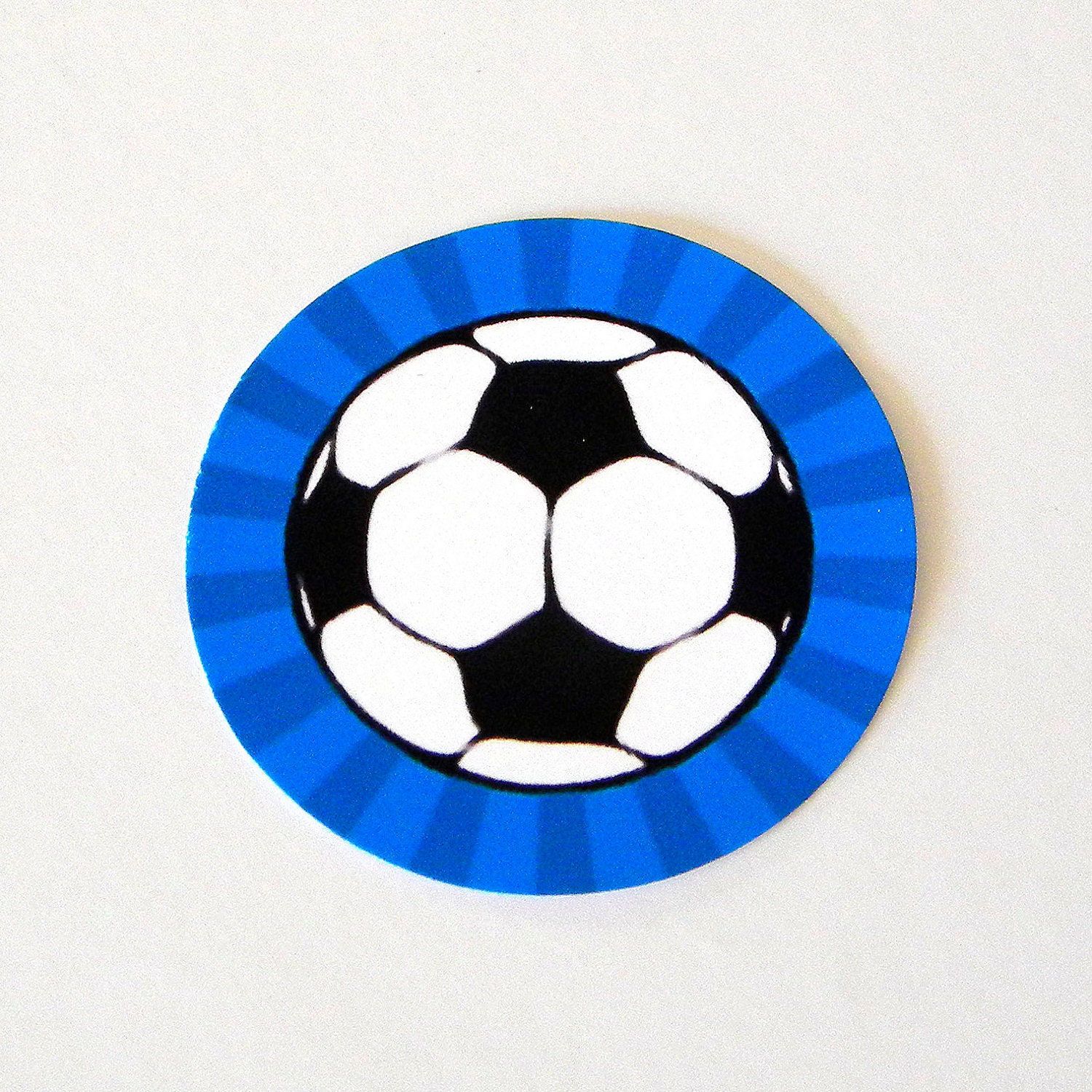Soccer Ball Stickers - Round 1 1/2 Inch Handmade Stickers, Blue, Set of 12 Il_570xn