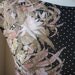 Vintage Floral Dress Black Fern Tropical Print Spotty Dress M