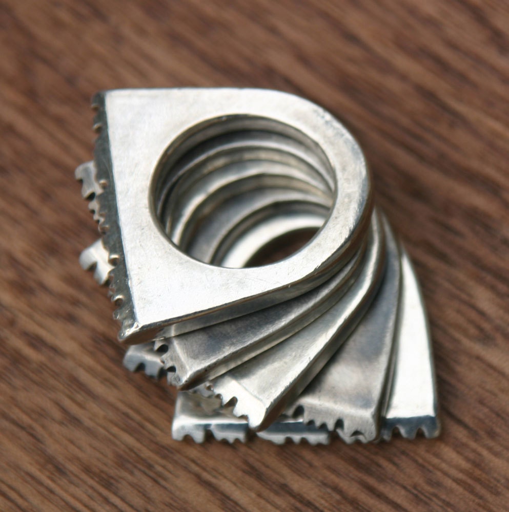Ripple Ring in Bright Silver or Oxidized