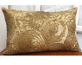 Decorative Pillows Oblong / Lumbar Throw Pillow Covers Accent Pillows 12x18 Inch Embellished Sequins All Eyes On Gold