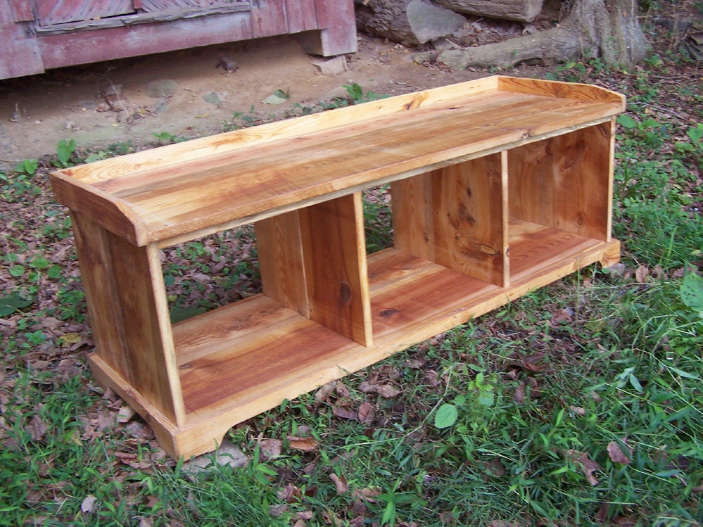 Classic Reclaimed Heart Pine Country Hall  Storage Bench