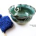 Pottery Yarn Bowl in green and blue glazes with tree design (IN STOCK No.31)
