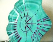 AQUA - Hand Painted Recycled Record Bowl - Free Shipping