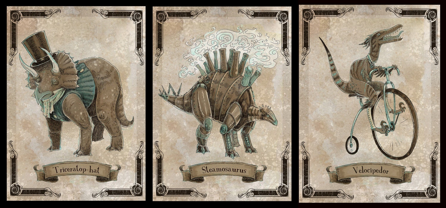 Black Friday / Cyber Monday Special Steamosaurus Trio of 5x7 prints
