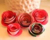 Set of 5 Rolled Paper Roses- pinks