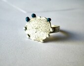 Bubbles Textured Ring in Oxidised Sterling Silver - Adjustable - Petrol Modern Design Gift for her