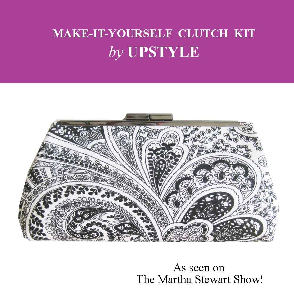 DIY Clutch Purse Kit - Black and White Paisley