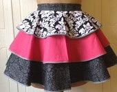Women's Vintage Style Half Apron - Heavy Sugar Aprons - little Miss Sophisticate - Pink Black Grey