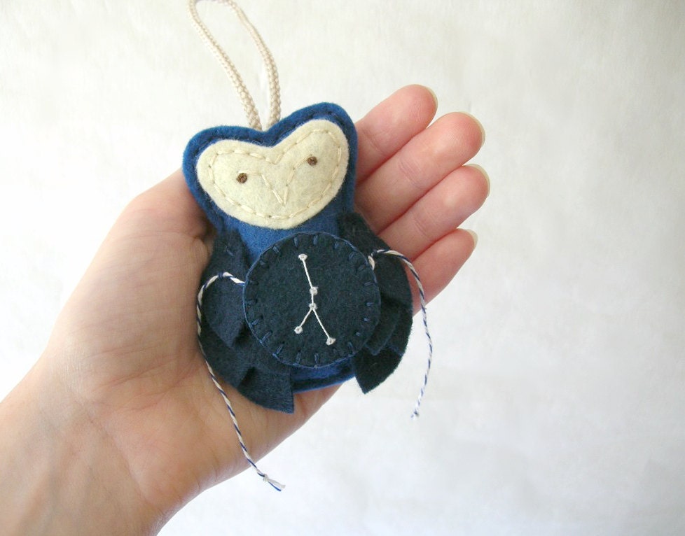 Galaxy Owl Ornament // CANCER // Embroidered Constellation // Felt Nursery Decor by OrdinaryMommy on Etsy