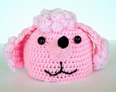 Crochet Pink Poodle Puppy Dog Hat Baby Toddler Size