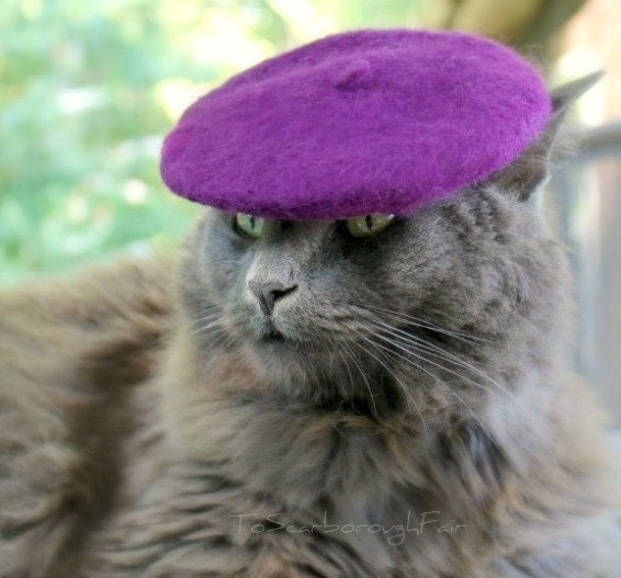 Cat Beret - Wool Felt - Pure Merino Wool - Mini French Beret for Pets