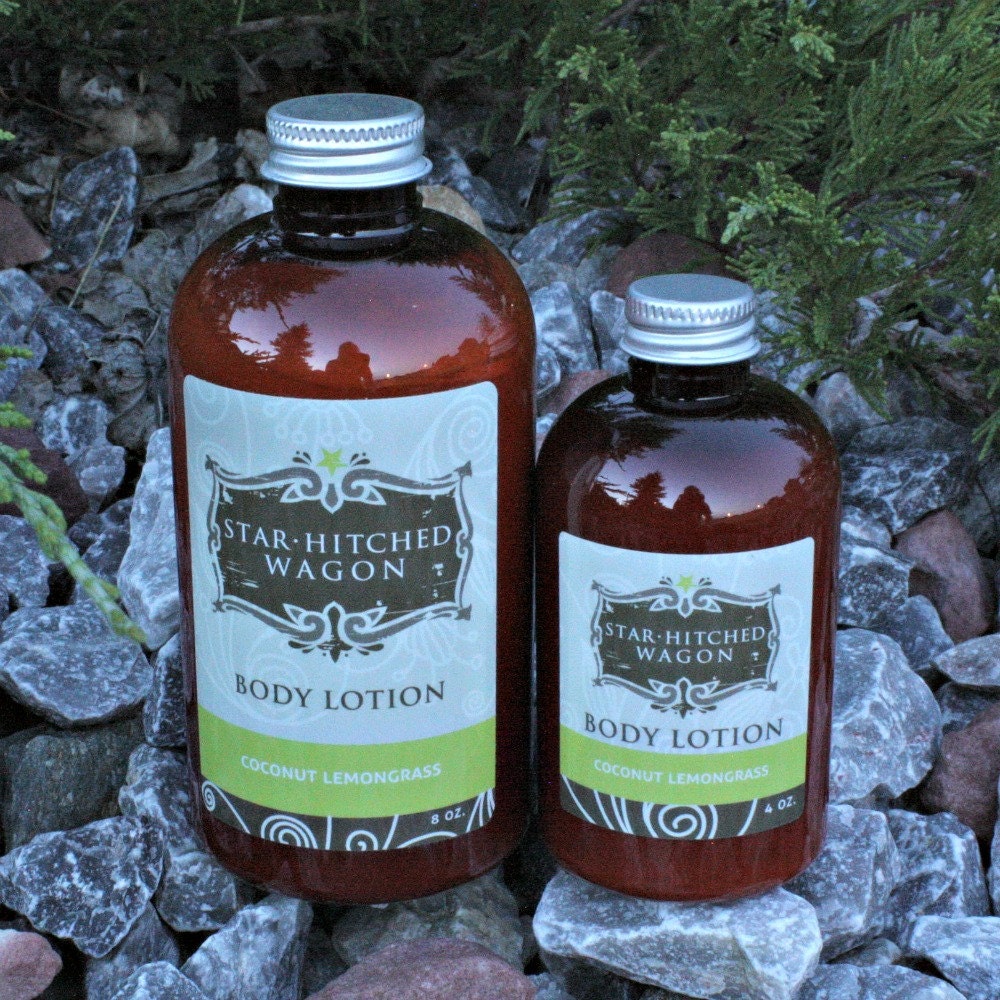 Handmade Coconut Lemongrass Lotion 8 Ounce Apricot Kernal, Macadamia Nut, Jojoba and Hazelnut Oils
