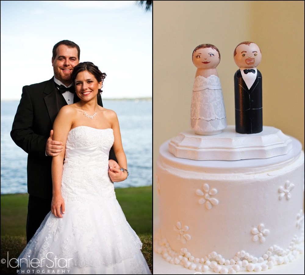 Wedding Cake Toppers - Wooden Peg Doll, Completely Custom / The Enchanted Cupboard.