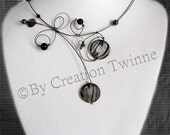 black gray stripe necklace, bridesmaids necklace, delicate necklace,christmas gift idea, mother gift,  modern jewelry, Weddings jewelry