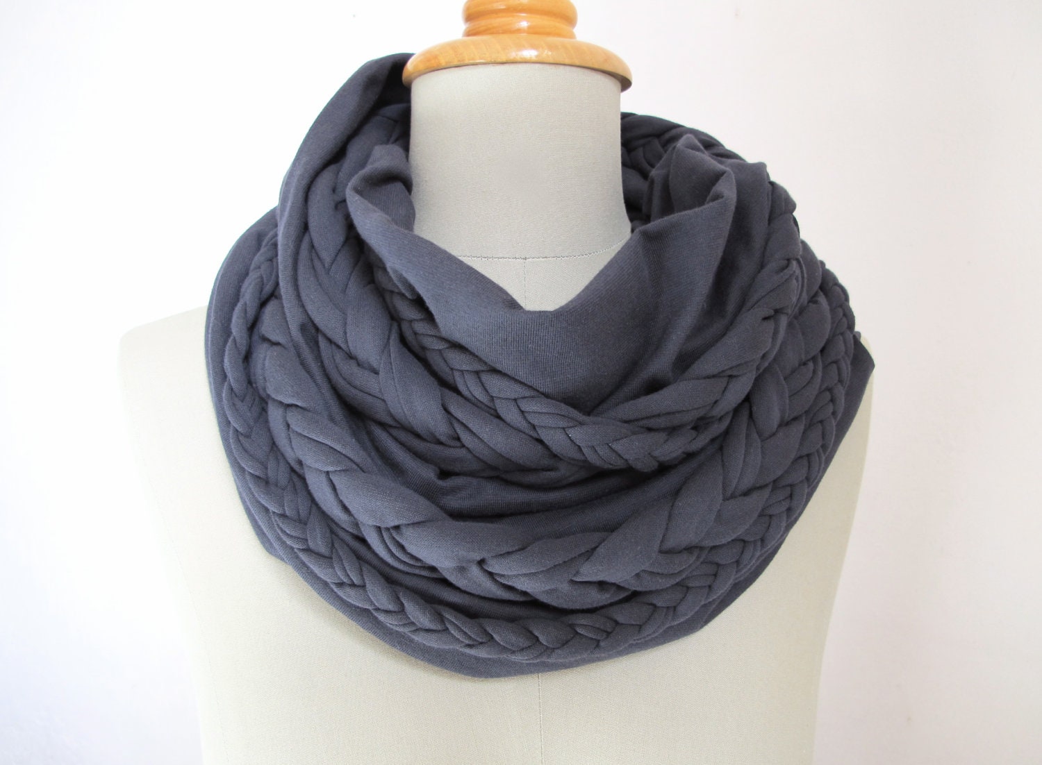 braided loop jersey in dark grey