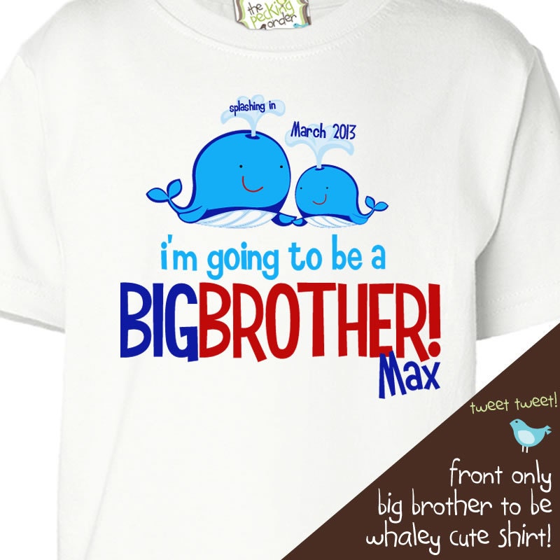 Big brother shirt- whale big brother announcement t-shirt front only
