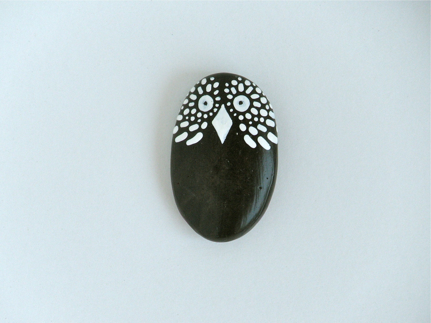 owl - painted stone - small size