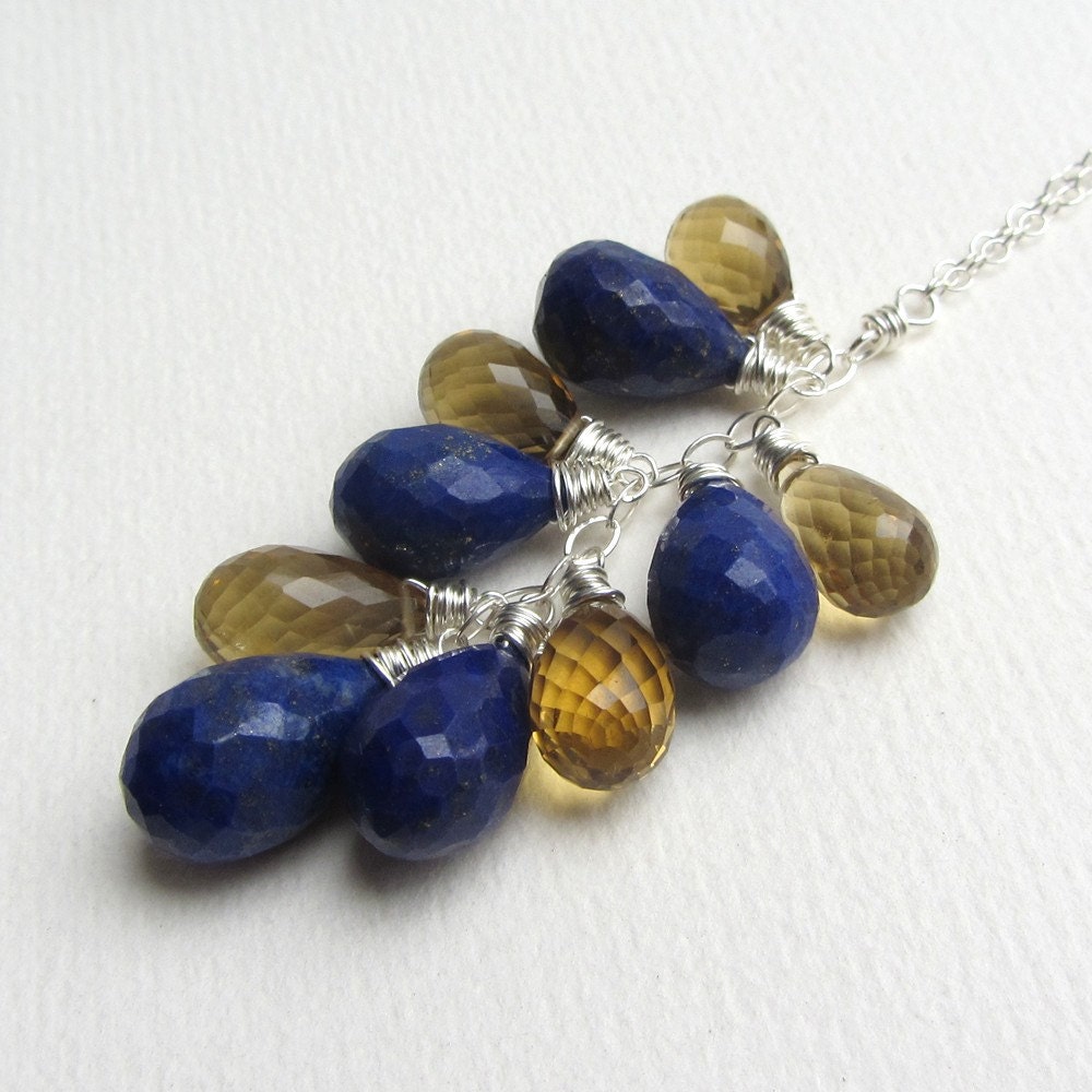 Lapis and Whiskey Quartz Necklace