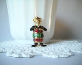 Vintage Brooch Rodeo Clown Cowboy Pin Enamel Pin Barrel Spurs