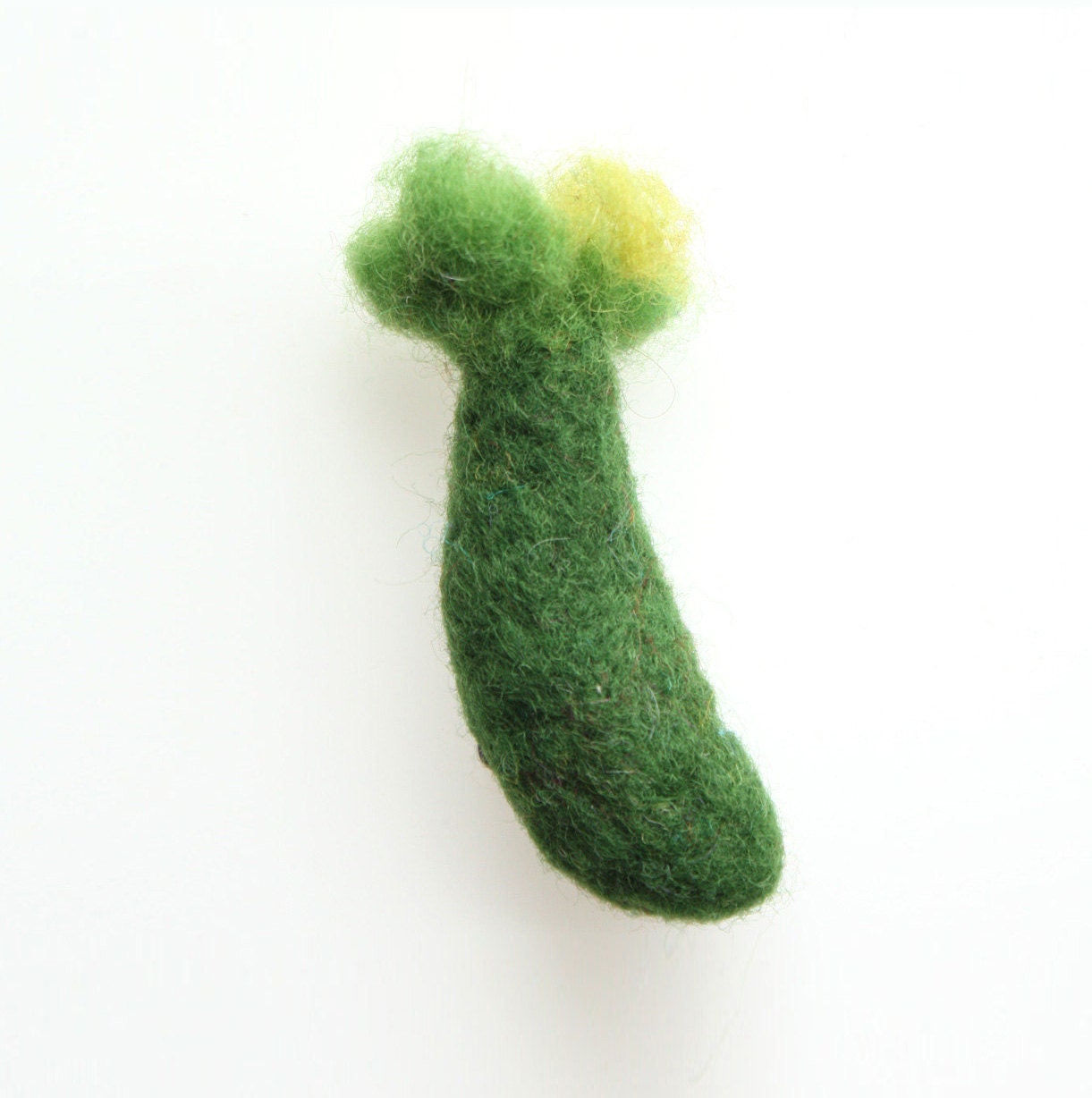 Felted vegetable- Green cucumber brooch - needle felted pin - Waldorf eco brooch - Organic vegetable brooch - Steiner education - zucchini