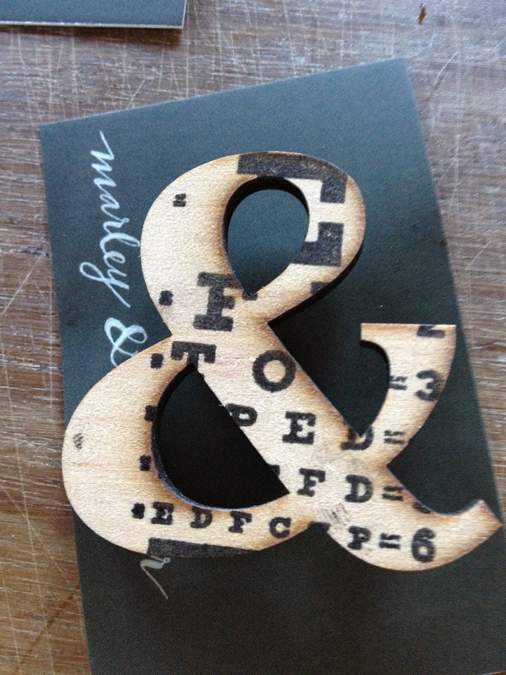 Eye Chart Ampersand Brooch- Myrtle Wood