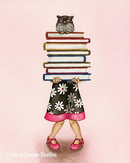 Read A Book - 8x10 ORIGINAL watercolor painting by Tracy Lizotte