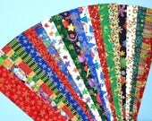 Xmas Metallic Jelly Roll Quilt Strip Pack Cotton Quilting Fabric Die Cut No Dups