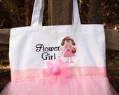 Custom Boutique monogram name Fairytale Flower Girl TuTu Tote Bag