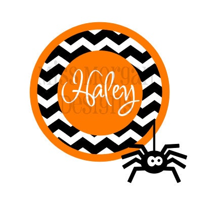 Chevron Halloween Trick or Treat Personalized Name iron on decal vinyl for shirt