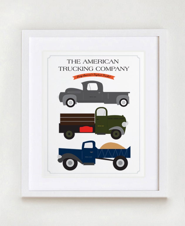 The American Trucking Company Wall Art for Kids Room - 11" x 14"