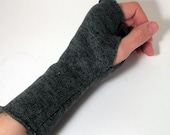 Gray / Grey Sweater Fleece Fingerless Gloves for LADIES