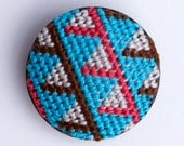 Triangle Brooch (Turquoise, pink, brown, white, triangle)