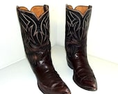 Rockabilly Western Justin brand brown cowboy boots size 10 D or Cowgirl size 11.5