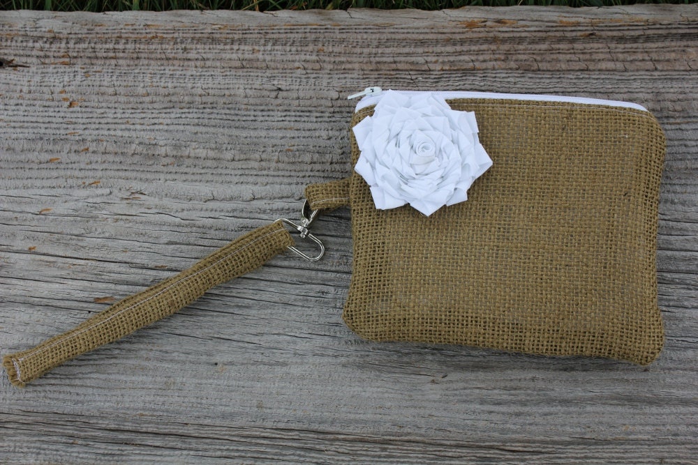 Wedding Wristlet - Wedding Bag - Bridal Party - You Choose The Color Flower and Lining