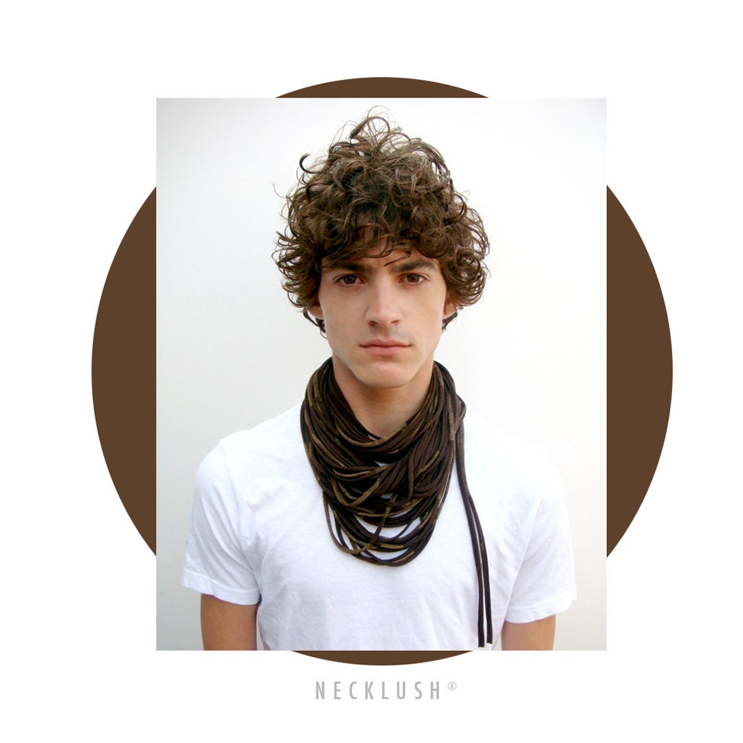 Brown Scarf - Mens Infinity Scarf - Brown Spring Loop Scarf - Office Fashion - Womens Mens Necklace Fabric Jewelry - Circle Summer Scarf CIJ