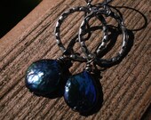 Slate Freshwater Pearl & Metal Earrings