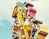 Carnival Photography, Kids Room, Retro Inspired, fpoe, Yellow, Red, Blue, In the sky, Summertime - The Zipper (8x10) Fine Art Print