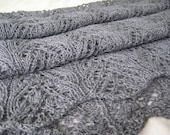 charcoal gray wrap, baby alpaca, handknit, lace