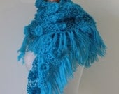TURQUOISE Blue  Shawl, Winter Scarf, Holiday Triangle Stole Women Fashion Gift