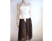 ELENA French Vintage 70s Black Lace Full Skirt