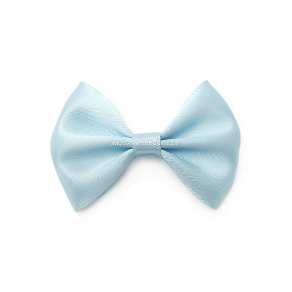 Baby Blue Hairbow, 3 Inch Satin Bow, Basic Hairbow, Satin Tuxedo Bow, Girls Hair Bow, Powder Blue, Ice Blue