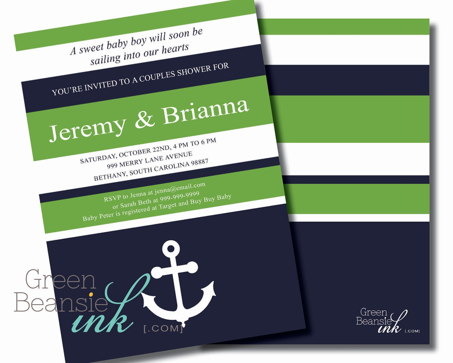 ANCHOR Printable Party Invitation - Navy and Kelly Green Il_170x135
