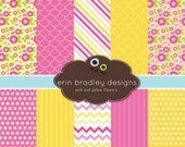 Digital Paper Pack Personal and Commercial Use Pink and Yellow Flowers Instant Download