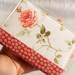 Fabric Journal - English Roses - Handmade A6 Notebook, Diary Cover - Pink, Yellow and Beige Flowers, Green Leaves and Polka Dots with Lace
