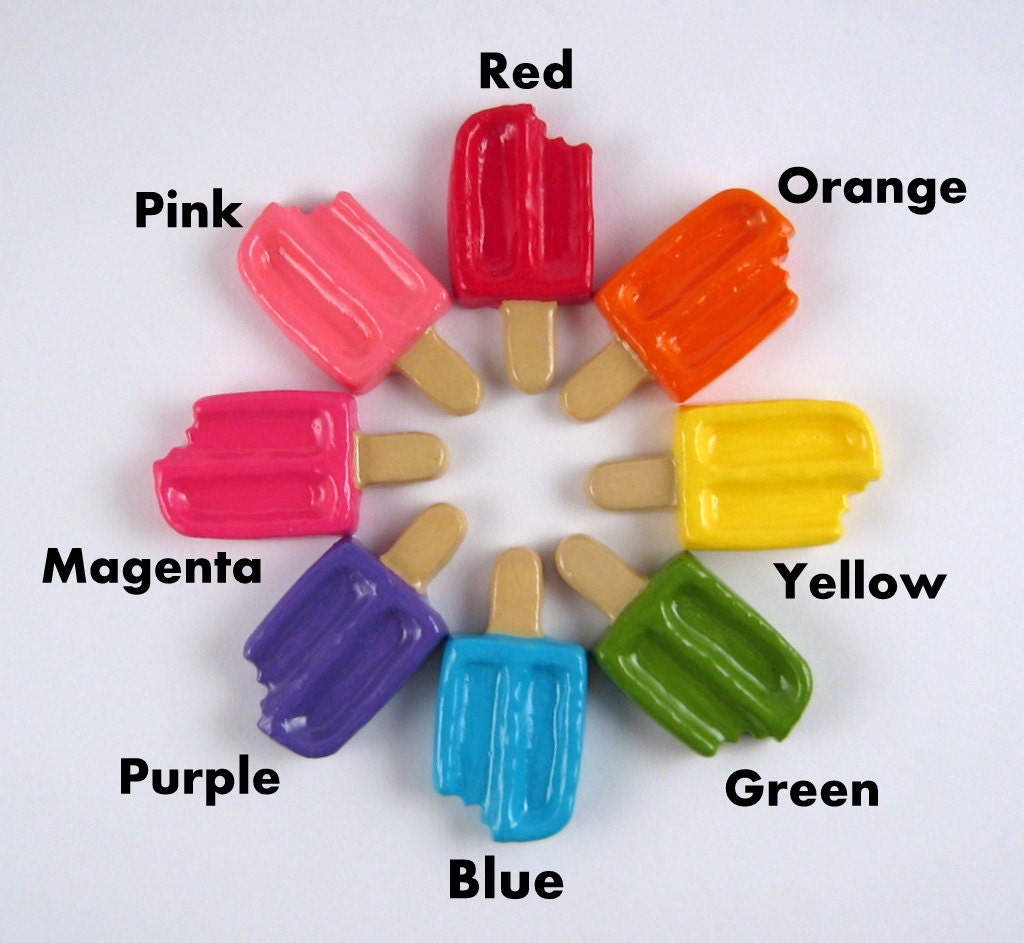 Cute fridge magnets - Popsicles pick your color pink, magenta, red, orange, yellow, green, blue, purple