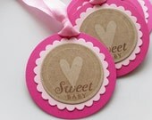 Baby Shower Tags Heart Sweet Baby - Set of 6 Large Tags - Custom Colors Available - Baby Shower Favor Tags Sweet Baby Tags Il_170x135