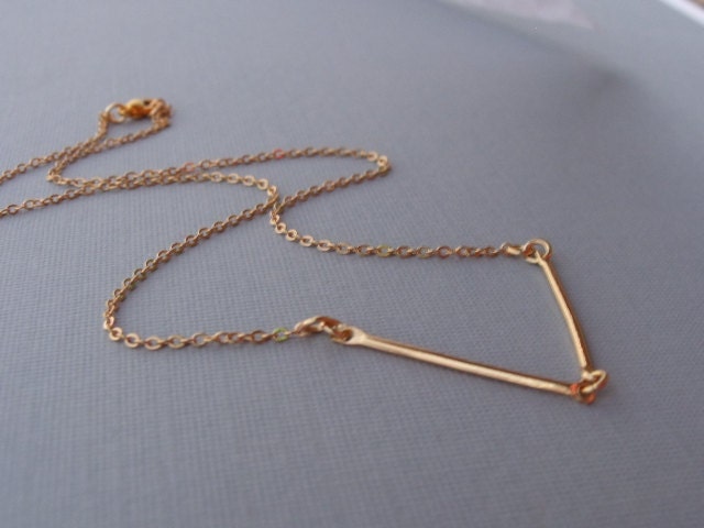 Gold Geometric Necklace Modern V Style